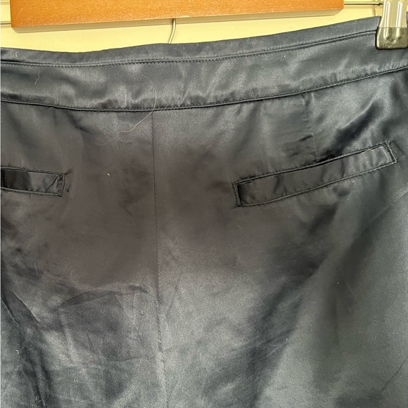 Lightweight Navy Satin Pants with cuffed hem. Belt tie included. - Picture 4 of 4